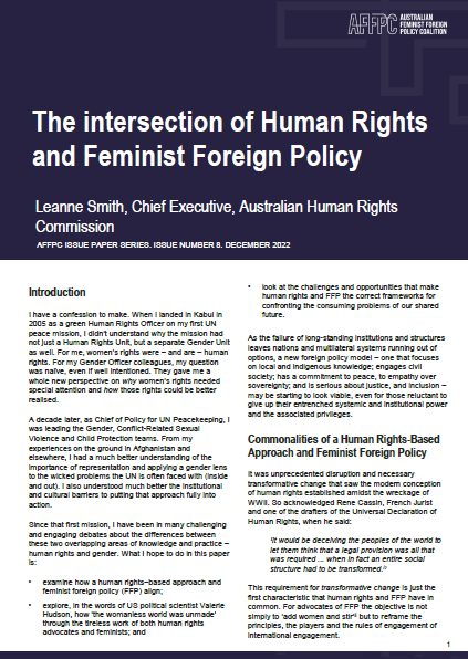 Cover of the December AFFPC issue paper