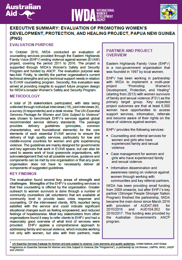 Executive Summary - EHFV project