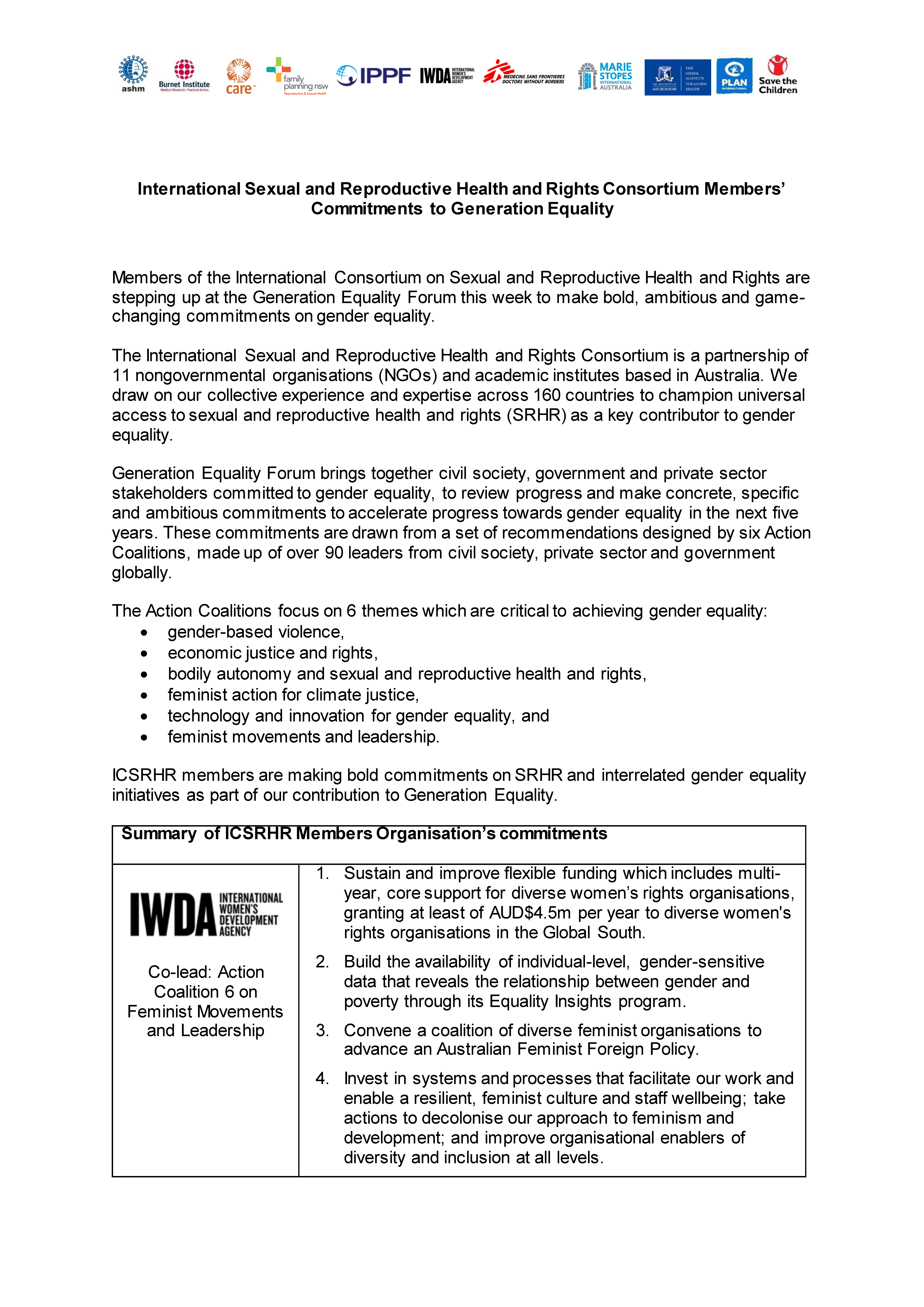 A written statement with a series of logos at the top of the page