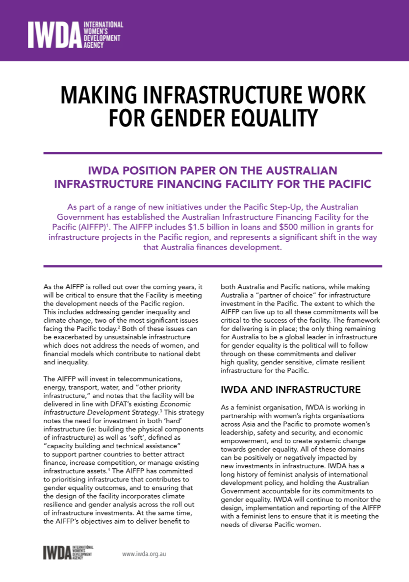 IWDA's Position Paper on Infrastructure