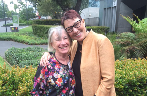 JH_WPoussard IWDA CEO Joanna Hayter with IWDA Founder and fellow Victorian Honour Roll Inductee (2011) Wendy Poussard Photo: Lauren Coutts
