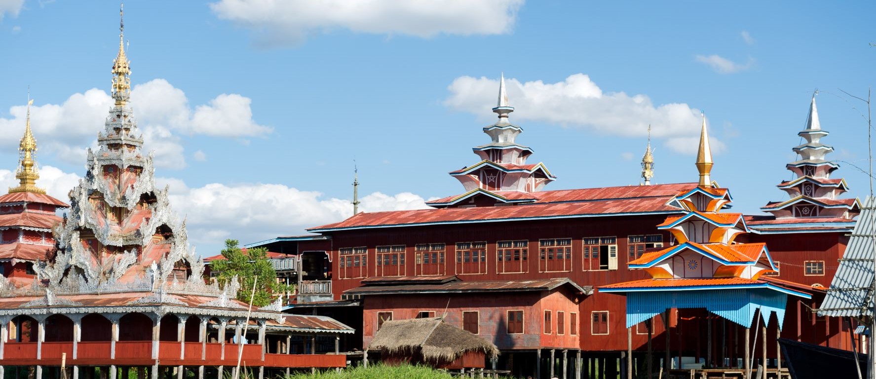 Myanmar. Inle lake. Myanmar. Inle lake. Shan state. Transportation by boat in floating village Shan