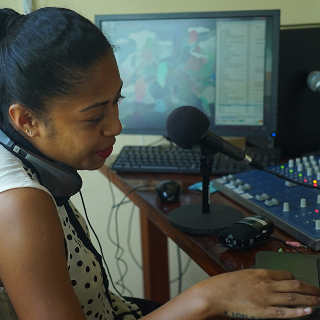 FemLINKPACIFIC's radio broadcast in action. Photo: Donna Yeatman