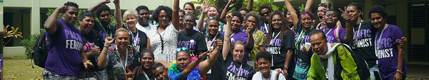 fiji full width Image of women in Fiji looking at camera during Pacific feminist forum