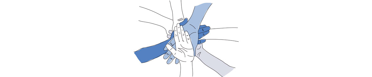 hands piled facing upwards