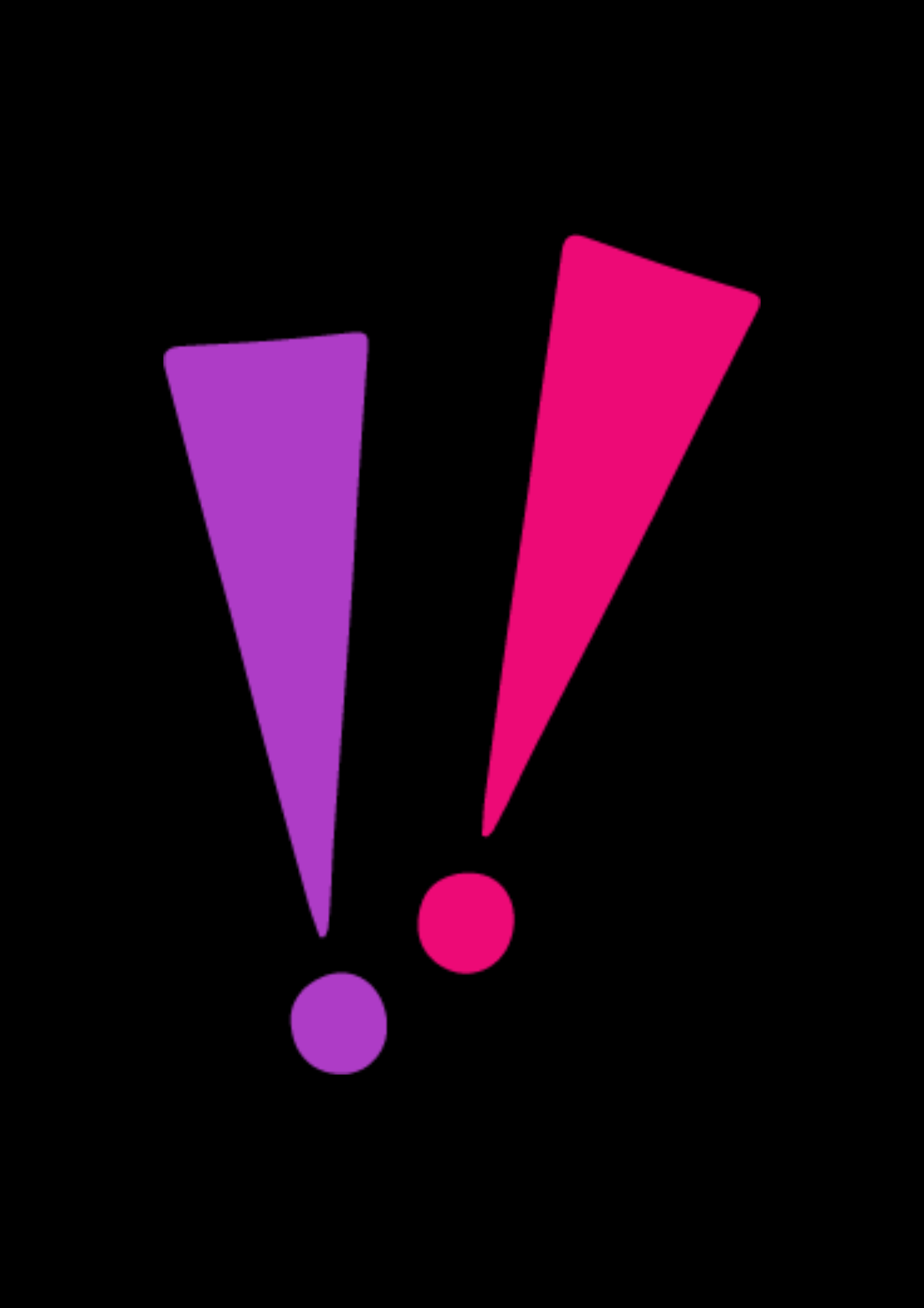 A bright purple and pink exclamation mark. 