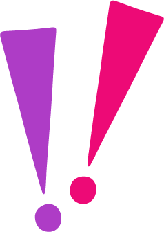 A bright purple and pink exclamation mark. 