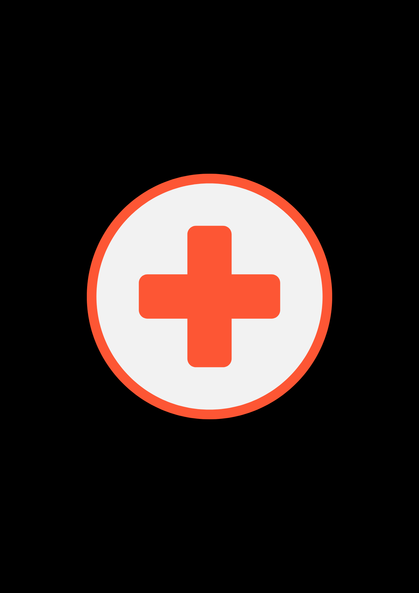 A medical plus sign. It is grey and orange in colour.